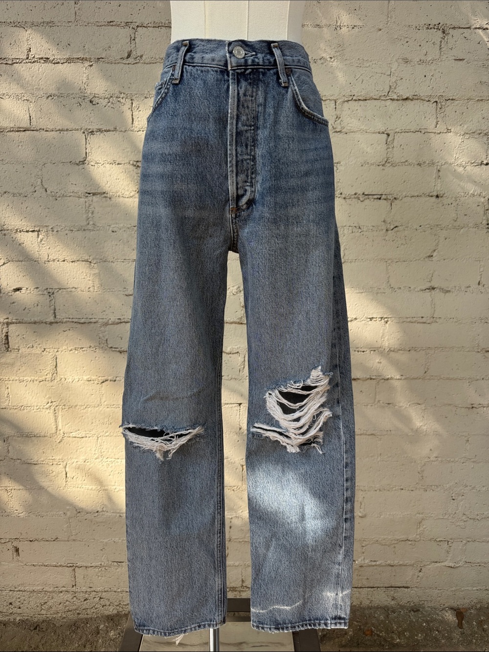 Agolde 90s Pinch Waist High Rise Straight Distressed Jeans Size 25 (estimated) - Picture 5 of 16
